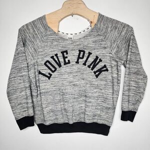 Victorias Secret Pink Sweatshirt Size L‎ Black & Grey Pullover Sweater Women's